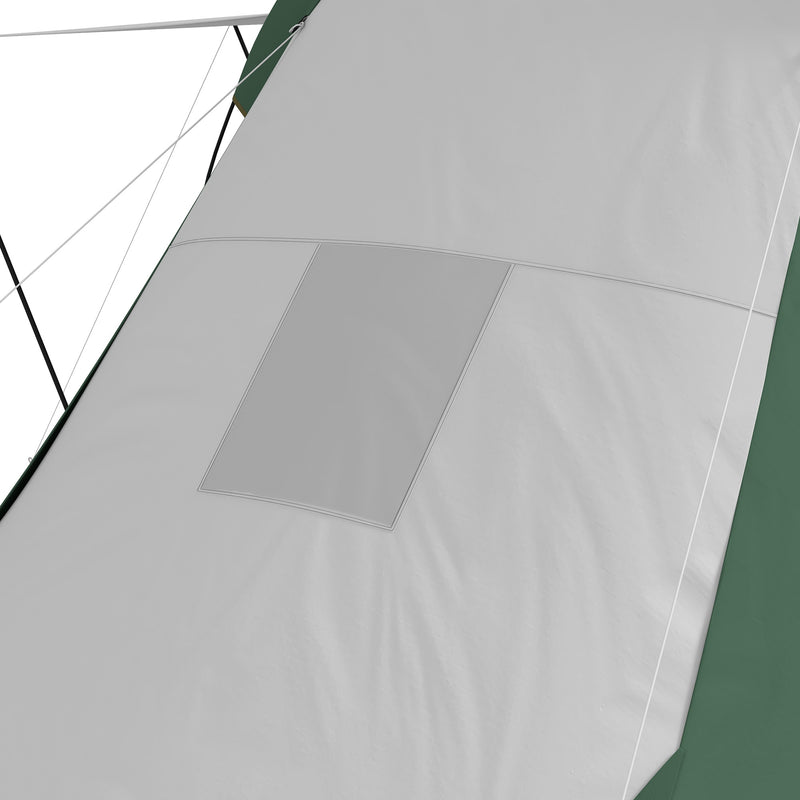 Tenda da Campeggio 555x225x190 cm per 4-6 Persone con 2 Camere Grigio e Verde   