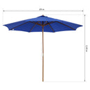 Ombrellone da Giardino Ø3 m Palo Ø38 mm in Legno di Pioppo e Bambù Blu