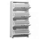 Scarpiera 4 Ante a Ribalta 75,3x33x151,8 h cm in Truciolare bilaminato Bianco Cemento