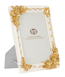 Cornice Butterlyforest 20x2,8x25 cm in Poliresina e Vetro Crema e Oro