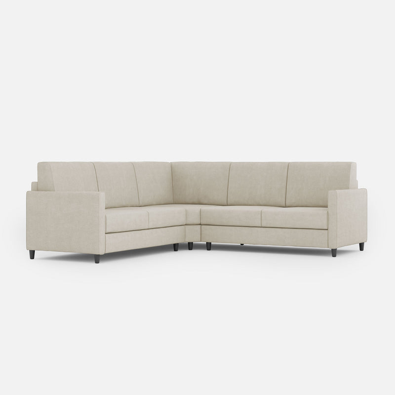 Divano Angolare 5 Posti 221x221x85 cm Karay in Tessuto Latte
