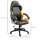 Sedia da Gaming Girevole Reclinabile in Similpelle Nero e Arancione
