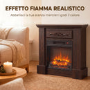 Camino Elettrico da Terra 1800 W 80,7x22,5x76,5 cm con Effetto Fiamma Telecomando Timer e Temperatura Regolabile in Metallo Marrone      