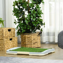 Lettiera per Cani 3 Strati con Prato Sintetico 63x48,5x6 cm con Griglia e Vassoio Inferiore Blu-grigio Bianco e Verde
