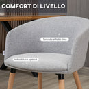 Sedia Moderna con Braccioli Imbottiti 57x56x72 cm in Tessuto Effetto Lino Grigio Chiaro 