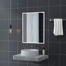 Specchio da Bagno a Parete Rettangolare 70x90 cm con Ganci in Vetro e MDF Bianco      