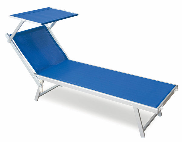 sconto Garten-Sonnenliege aus Aluminium mit Soriani-Dach Riccione Blue