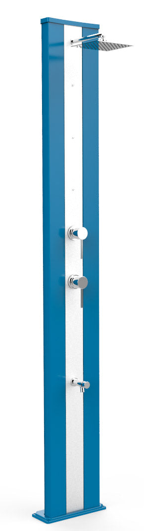 Doccia Solare da Giardino 40L Miscelatore Nebulizzatore e Lavapiedi Arkema Dada S Fascia Inox Light Blu prezzo