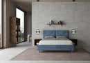 Letto Matrimoniale con Alzata Comoda Imbottito in Microfibra Appia Blu Varie Misure