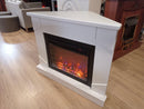 Camino Elettrico da Pavimento ad Angolo 85x106x53 cm Effetto Fiamma 1500W Madeira & lorance Bianco