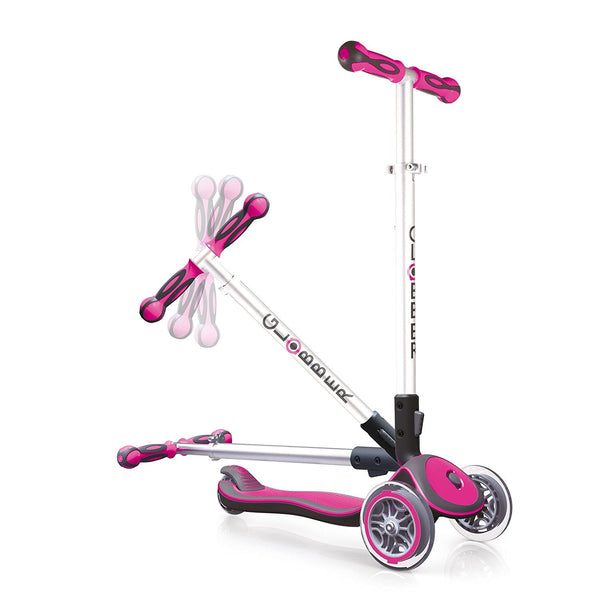 acquista Teleskopischer und faltbarer 3-Rad-Roller mit Lichtern und transparentem Deck, max. 50 kg, Globber Elite Blue