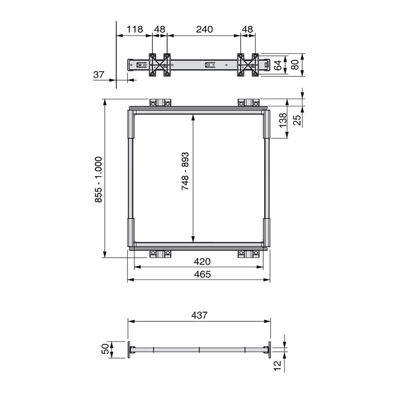 Porta Pantaloni Estraibile per Armadio 90 cm in Alluminio e Acciaio Emuca Anodizzato opaco