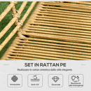 Set da Giardino 4 Pezzi con 2 Sedie Divano e Tavolino in Rattan PE e Acciaio Marrone Nero e Grigio   