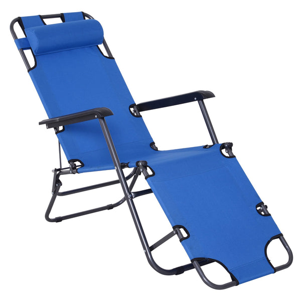 prezzo Klappbarer Liegestuhl 135 x 60 x 89 cm aus blauem Oxford-Stoff