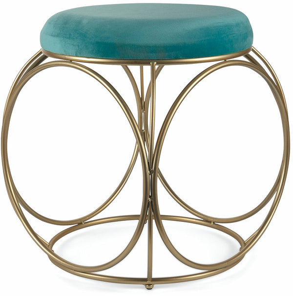 acquista Runder Hocker Ø40x46 cm aus Soriani-Samt in Eisen und Tiffanygrün