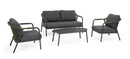 Set 4 Pezzi Salotto da Giardino con Divano 2 Poltrone e Tavolino in Alluminio Corda Poliestere e Pietra Sinterizzata Miravet Antracite e Verde
