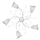 Plafoniera 5xE14 Montatura M.Bi Argento Vetro Spugnato Bianco E-Energy Teresa