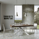 Tavolo Allungabile 200-460x90x77 cm Volantis Premium Noce Telaio Bianco 