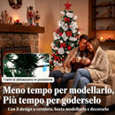 Albero Natale Folto Ø110x180 cm con 200 Luci LED Telecomando 8 Modalità 800 Rami Palline e Nastri in PVC      