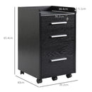Cassettiera Portadocumenti 39,2x40x65,4 cm Cassetti con Chiavi di Sicurezza e 5 Ruote in MDF Nero  