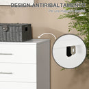 Cassettiera 4 Cassetti 112x38,2x81 cm in Legno con Maniglie in Metallo Bianco   