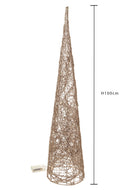 Cono Decorativo in Rattan con 35 Led H100 cm Champagne