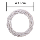 Set 12 Coroncine Bianche di Rattan Larghezza 15 cm