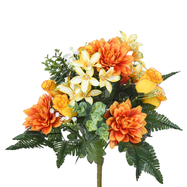 sconto Set 2 Bouquet Artificiali con Dalie Arancioni
