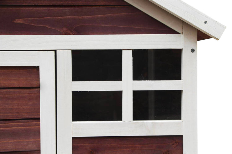 Pollaio da Giardino 122x63x92 cm Per 3 Galline in Legno Rosso e Bianco