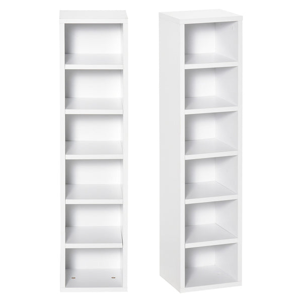 Set 2 Pezzi Mobile Libreria Porta CD 21x19.2x88,3 cm in Legno Bianco prezzo