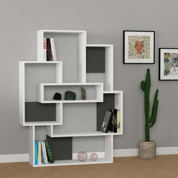 Libreria Barce bianco antracite 101x22x132h cm sconto