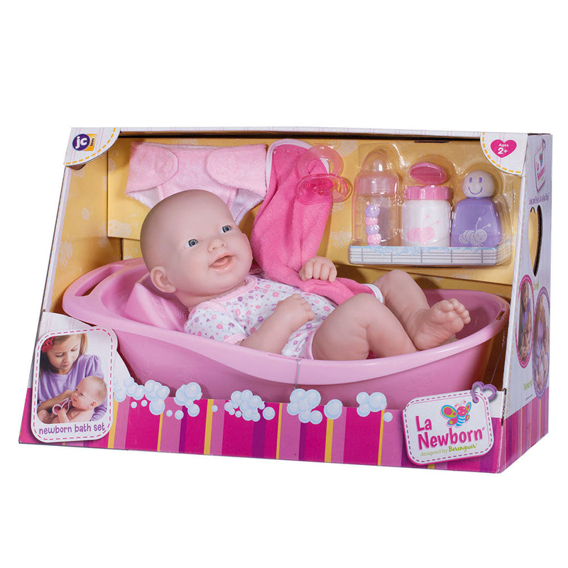 Bambola Bebè Neonato con Bagnetto e Accessori 36cm JC Toys