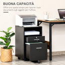 Cassettiera Portadocumenti a 4 Ruote 39x40x65 cm Cassettiera con Serratura in Truciolato Nero  
