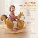 Dondolo per Bambini 1-3 Anni 60x37x58 cm a Scoiattolo con Suoni e Cintura di Sicurezza in Peluche Marrone      