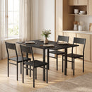 Set da Pranzo con Tavolo Allungabile 120x80x76 cm e 4 Sedie Impilabili in MDF e Metallo Nero      