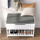 Mobile Ingresso con Scarpiera e Appendiabiti 80x20x40 cm in MDF e Poliestere Bianco