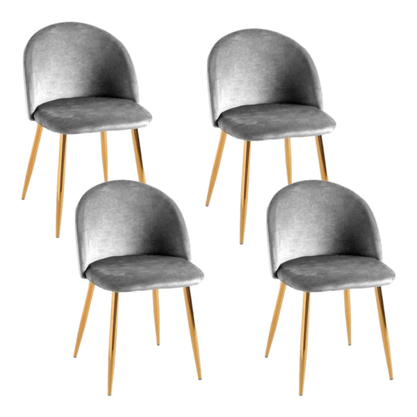 prezzo Set 4 Sedie Imbottite 38x43x74 cm in Vellluto Velvet Grigio e Oro