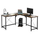 Scrivania da Ufficio ad Angolo Porta PC 150x150x75 cm in Legno e Metallo  Nero e Marrone