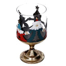 Portacandele metallo con babbo natale oro tondo cm Ø12xh23