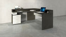 Scrivania Angolare 3 Cassetti e Ripiani a Giorno 180/160x60x90 cm New Selina Bianco Lucido/Report Grigio  