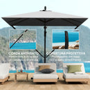 Ombrellone da Giardino a Sbalzo 295x250x235H cm Inclinabile e Girevole Grigio   