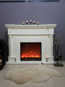 Camino Elettrico da Pavimento 116x150x33 cm Effetto Fiamma 1500W Frankfurt Bianco