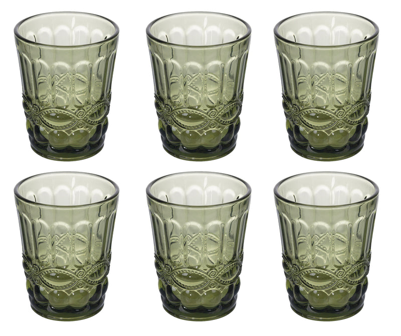 Set 6 Bicchieri Acqua Nobilis in Vetro VdE Tivoli 1996 Verde scuro