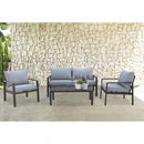 Set Salotto da Giardino Divano 2 Poltrone e Tavolino con Cuscini in Alluminio Antracite