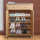 Scarpiera con 2 Ante e Cassetti in Legno Naturale 80x34x104 cm 