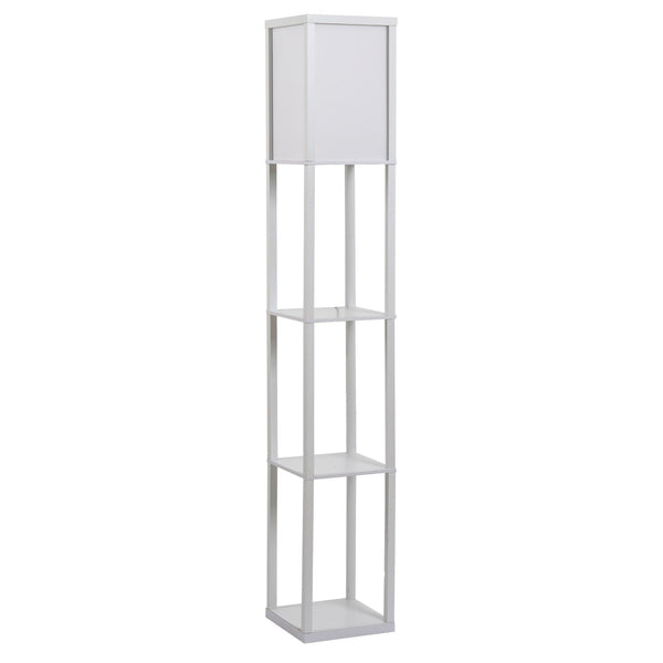 acquista Stehlampe 26x26x160 cm E27 40W mit Regalen aus weißem MDF