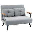 Divano Letto 3 in 1 con Schienale Regolabile e 2 Cuscini 102x73x81 cm in Tessuto Effetto Velluto Grigio Chiaro      
