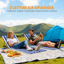 Set 2 Sdraio da Spiaggia 154x57x52 cm con Schienale Regolabile su 4 Livelli in Acciaio e Poliestere Blu Bianco      