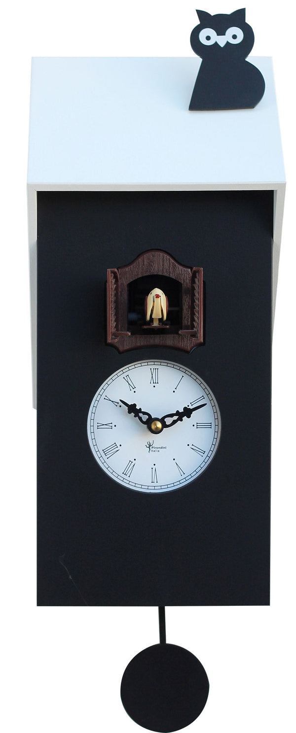 Wandkuckucksuhr 17x40x12 cm mit Eule Pirondini Italia Vicenza Schwarz und Weiß acquista