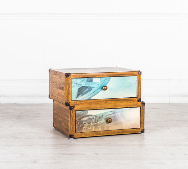 online Asymmetrische Kommode aus Massivholz mit zwei Regalen. Hollywood-Sammlung